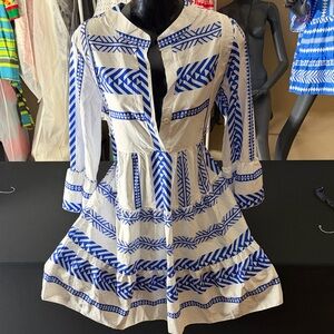 Blue and White Patterned Dress